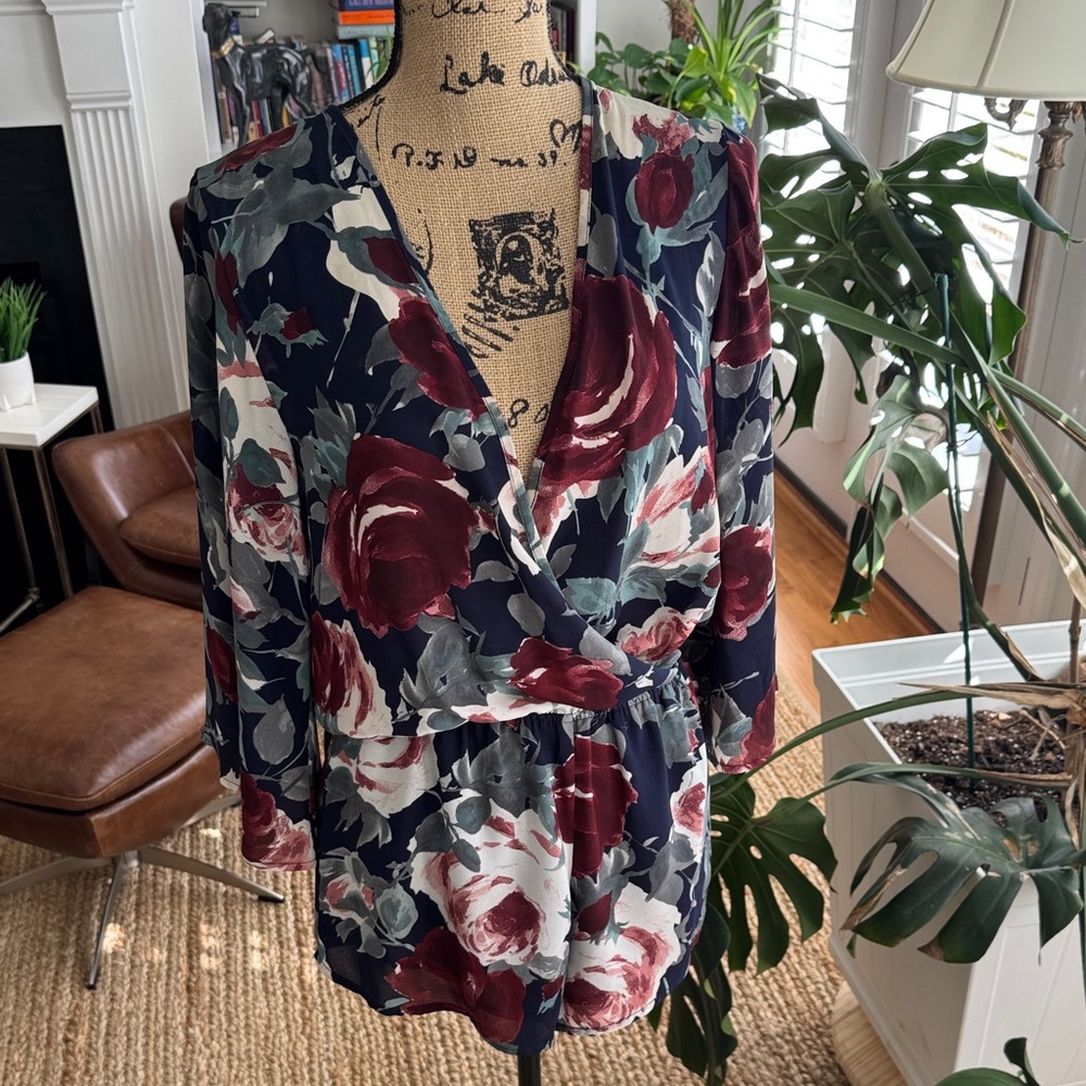 Olivaceous Floral Jumpsuit in Burgundy and Navy